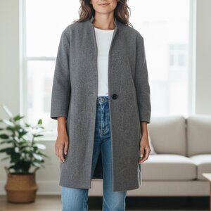 Zara Basic Women's Pea Coat Outerwear Single Button Gray Wool Blend Size Medium